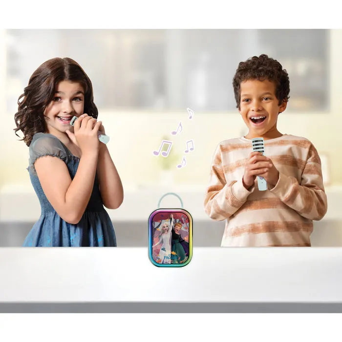 Lexibook - Karaoké La Reine des Neiges avec 2 microphones sans fil Bluetooth et batterie rechargeable