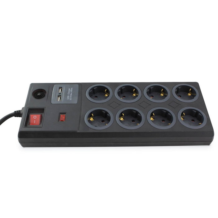 GSC Evolution Multiprise 8 Prises + 2 USB - Noir