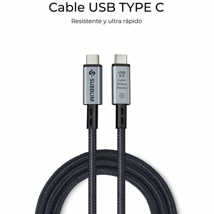 Câble USB-C vers USB-C Subblim SUBCAB-C24010 1,5 m Noir