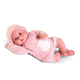 Muñecas Antonio Juan Poupée Reborn Luca en Maille avec Ensemble et Bonnet Rose - Réf. 80324 - Pour Adolescents et Adultes