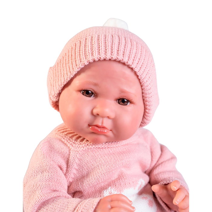Muñecas Antonio Juan Poupée Reborn Luca en Maille avec Ensemble et Bonnet Rose - Réf. 80324 - Pour Adolescents et Adultes