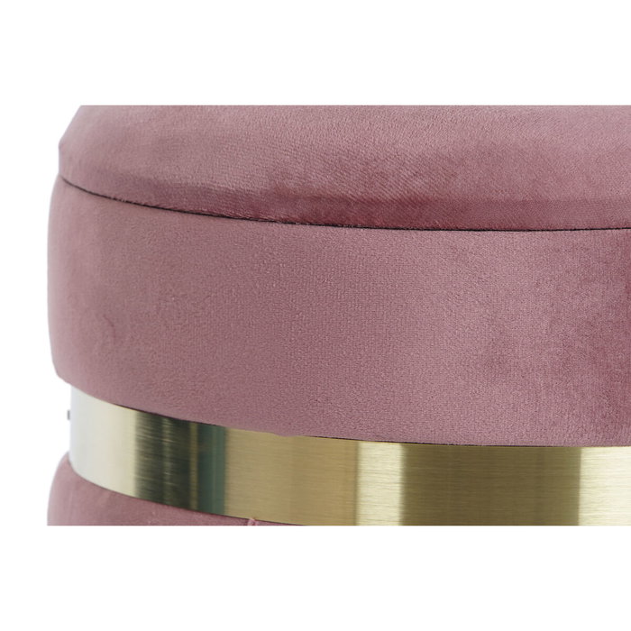 Repose-pied DKD Home Decor Vert Rose Rose foncé Doré Velours 36 x 36 x 44 cm (2)