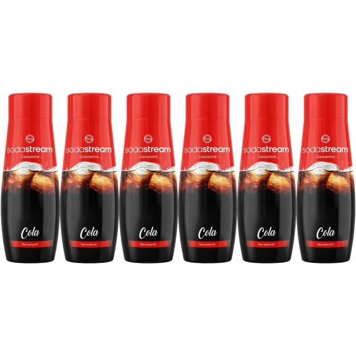 SodaStream Concentrés Cola - Lot de 6 bouteilles de 440 ml - Pour préparer jusqu'à 54 litres de boissons gazeuses SodaStream Concentrés Cola - Lot de 6 bouteilles de 440 ml - Pour préparer jusqu'à 54 litres de boissons gazeuses