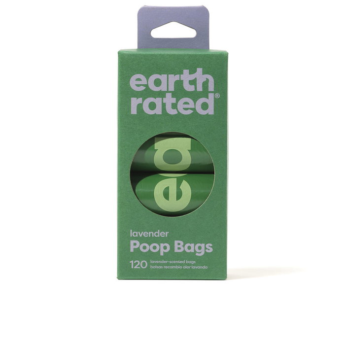 Earth Rated #lavande - 315 sacs à déjections canines parfumés à la lavande (lot de 21 rouleaux, 8x15 unités) en plastique recyclé Earth Rated #lavande - 315 sacs à déjections canines parfumés à la lavande (lot de 21 rouleaux, 8x15 unités) en plastique recyclé