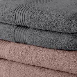 Today Essential Lot de 5 Draps de Bain 70x130 cm 100% Coton - Design 3 Roses des Sables et 2 Acier