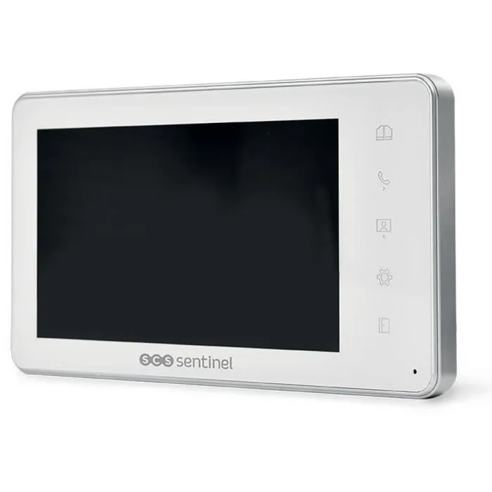 SCS Sentinel VisioKit 7 - Interphone vidéo filaire avec écran tactile 7" (18 cm), déclenchement gâche/portail, 10 mélodies, platine aluminium, blanc