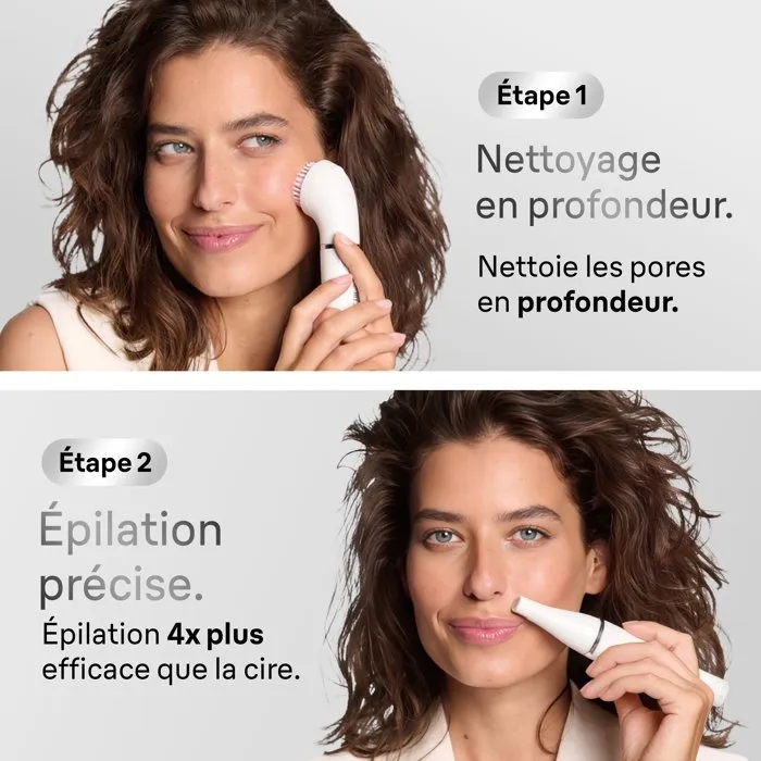 Braun Face SE810 - Épilateur visage 2-en-1 Wet & Dry avec brosse nettoyante