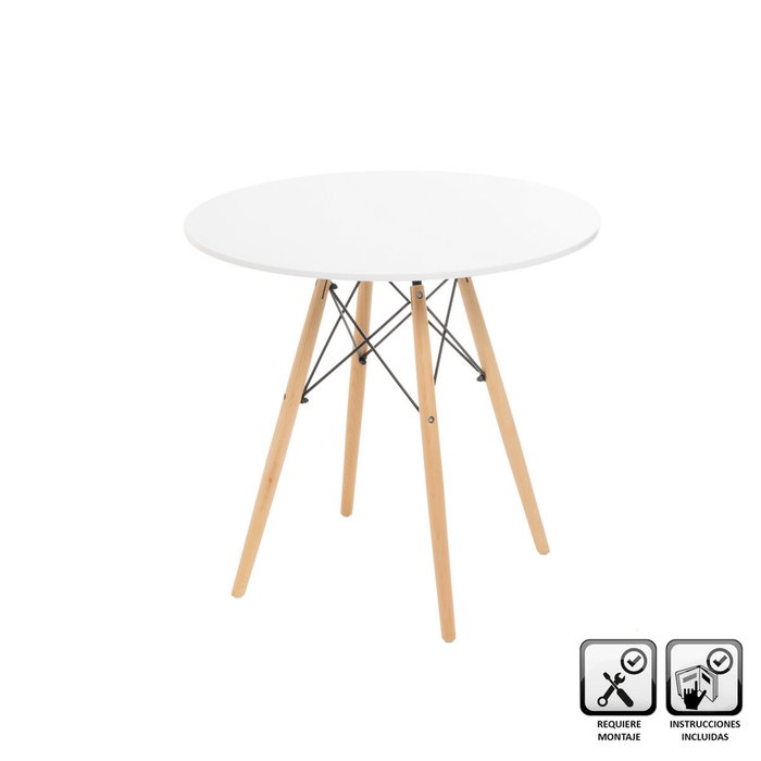 BigBuy Home Table Ronde Blanc Naturel