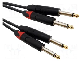 REDS MUSIC Câble Jack 6,3mm mâle x2, 1,5m, Noir