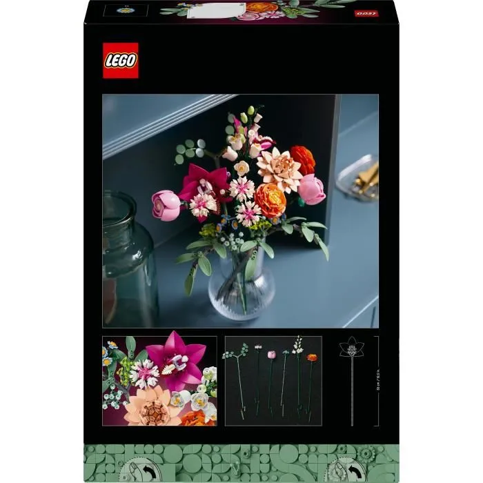 LEGO 10342 Set de Construction Botanique Adulte - Le Joli Bouquet de Fleurs Roses - Kit de 749 Pièces