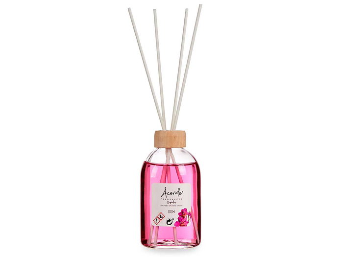 Acorde Mikado Parfum d'intérieur Orquidea 100 ml avec bâtonnets en verre et bois 5,5x21,3x5,5 cm Rose (Set de 12)