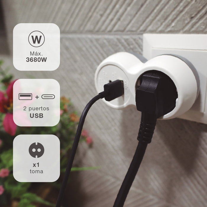 GSC Evolution Adaptateur simple avec USB Type A et Type C - Blanc
