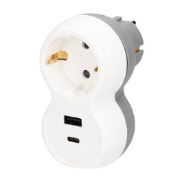 GSC Evolution Adaptateur simple avec USB Type A et Type C - Blanc