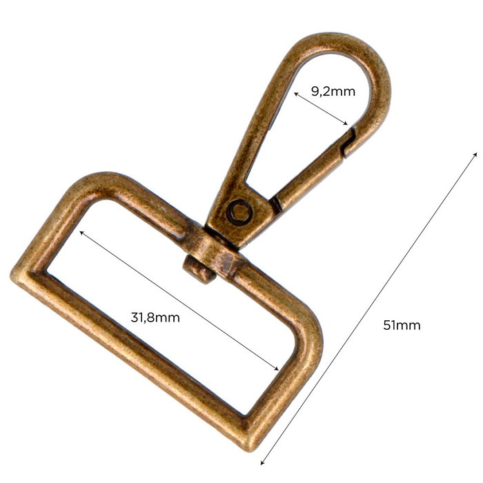 Innspiro Mosquetón Anilla Rectangular Zamak Oro Viejo 30 mm (Lot de 5)</html>