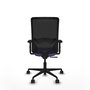 Chaise Zulema Synchro 3 positions tissu Violet Maille Noir Base en nylon noir Accoudoir 2D Sans appui-tête Roulettes 65mm nylon