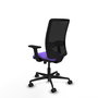 Chaise Zulema Synchro 3 positions tissu Violet Maille Noir Base en nylon noir Accoudoir 2D Sans appui-tête Roulettes 65mm nylon