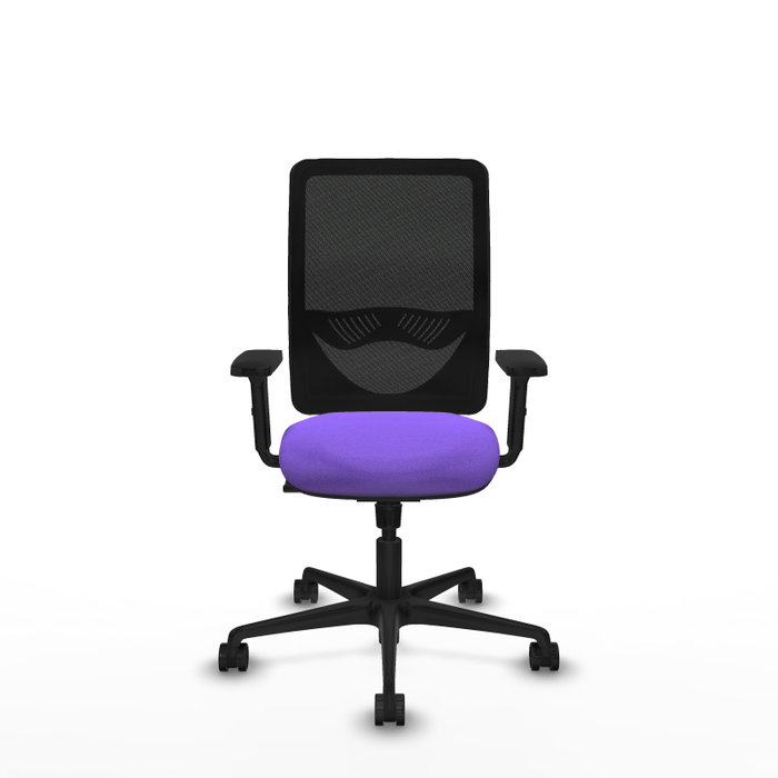 Chaise Zulema Synchro 3 positions tissu Violet Maille Noir Base en nylon noir Accoudoir 2D Sans appui-tête Roulettes 65mm nylon