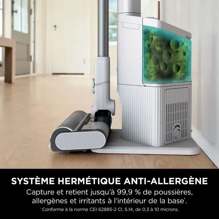 Shark BU3521EU Aspirateur Balai sans fil 181 W - Autonomie jusqu'à 30 jours avec vidage automatique Clean & Empty, capteur FloorDetect et 3 modes d'aspiration