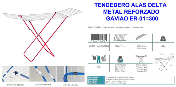 GAVIAO Étendoir Alas Delta Métal Renforcé ER-01=300 (Lot de 2)