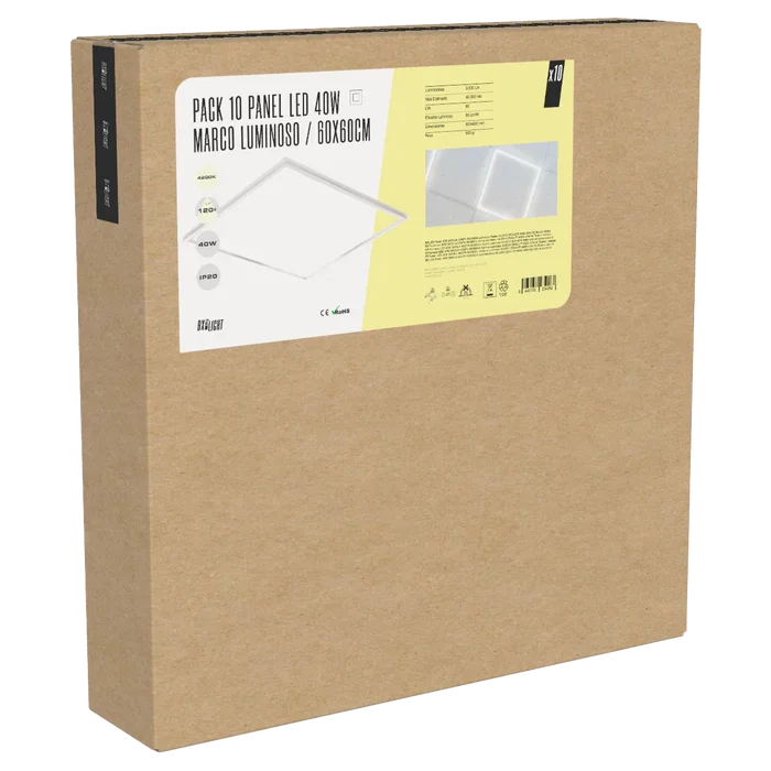 BX3 LIGHT Pack de 10 Panneaux LED 40W 60x60cm Blanco Frio 6000K BX3 LIGHT Pack de 10 Panneaux LED 40W 60x60cm Blanco Frio 6000K