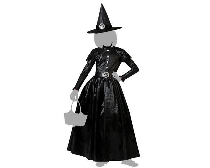 atosa Déguisement de sorcière noire longue avec chapeau pour fille