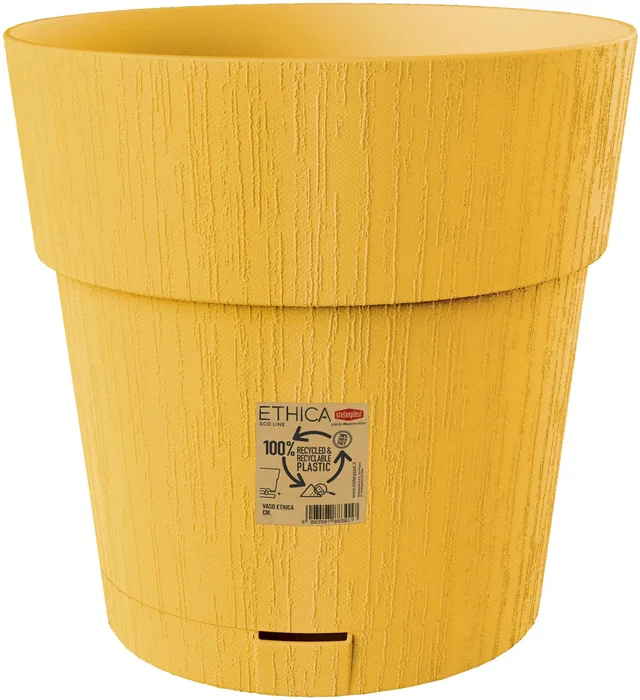 Stefanplast Pot de fleur Ethica 2 L 40 x 39 cm avec réserve d'eau couleur moutarde