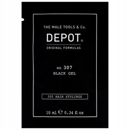Depot 307 Black Gel Coiffant Cheveux Homme - Complexe Botanique, Couverture Temporaire et Volume, Tenue Moyenne - 10 ml