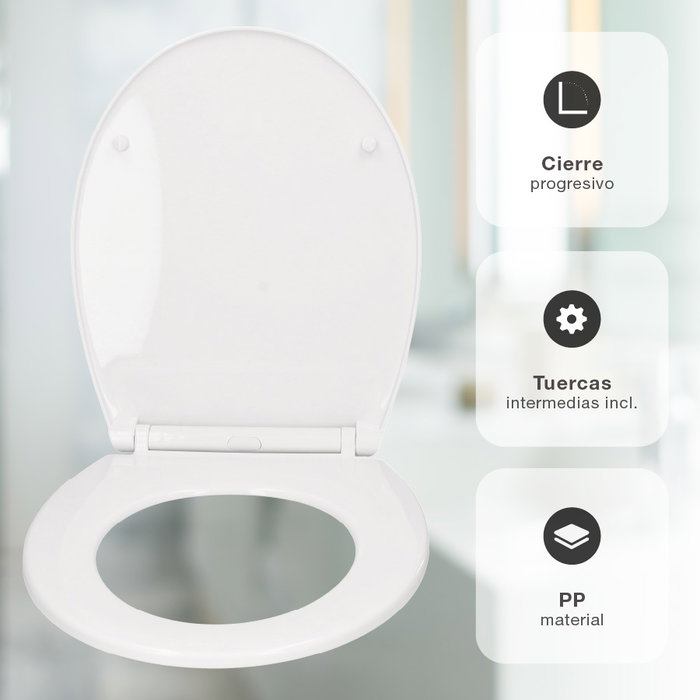 Gifont Abattant de WC universel en PP avec fermeture progressive