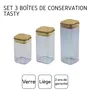 Fackelmann Set de 3 boîtes alimentaires en verre avec couvercle liège Tasty Green - 280 ml, 330 ml, 450 ml - Conservation vrac