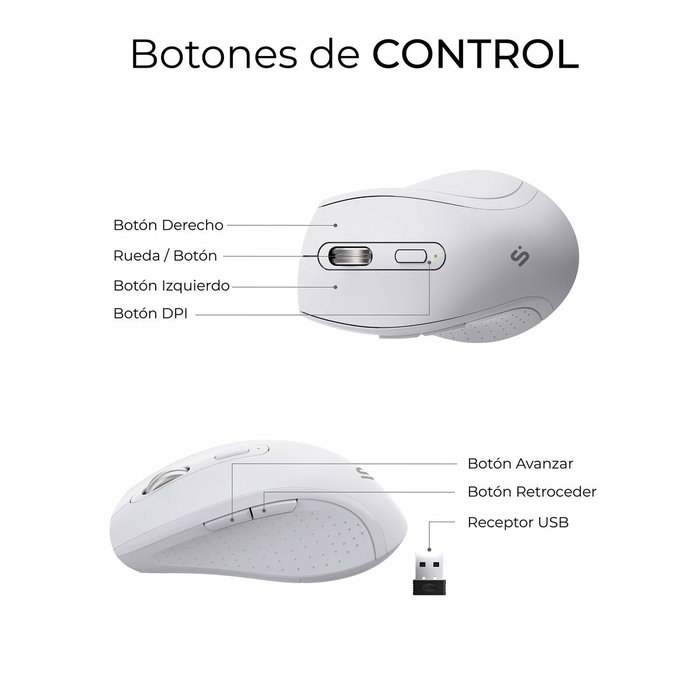 clavier et souris Subblim SUBKBC-DCOPW1 Blanc Espagnol Espagnol Qwerty QWERTY