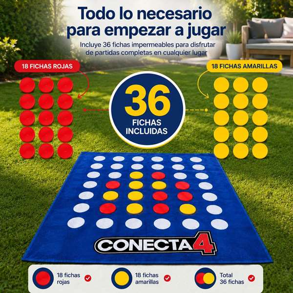 JugaToys Serviette de Jeu Connect 4 avec Jetons Imperméables et Sac à Dos, 100x100cm