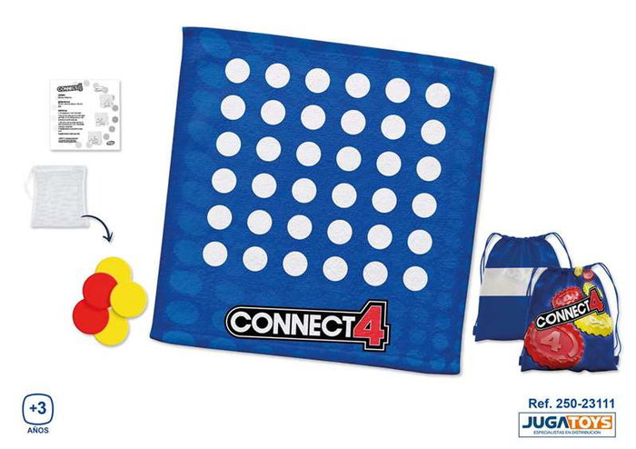 JugaToys Serviette de Jeu Connect 4 avec Jetons Imperméables et Sac à Dos, 100x100cm