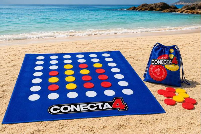 JugaToys Serviette de Jeu Connect 4 avec Jetons Imperméables et Sac à Dos, 100x100cm