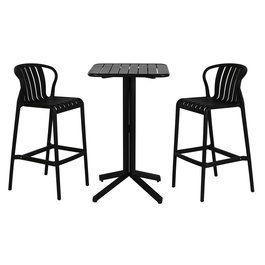 Ensemble Table + 2 Chaises Home ESPRIT Noir Métal polypropylène 60 x 60 x 102 cm