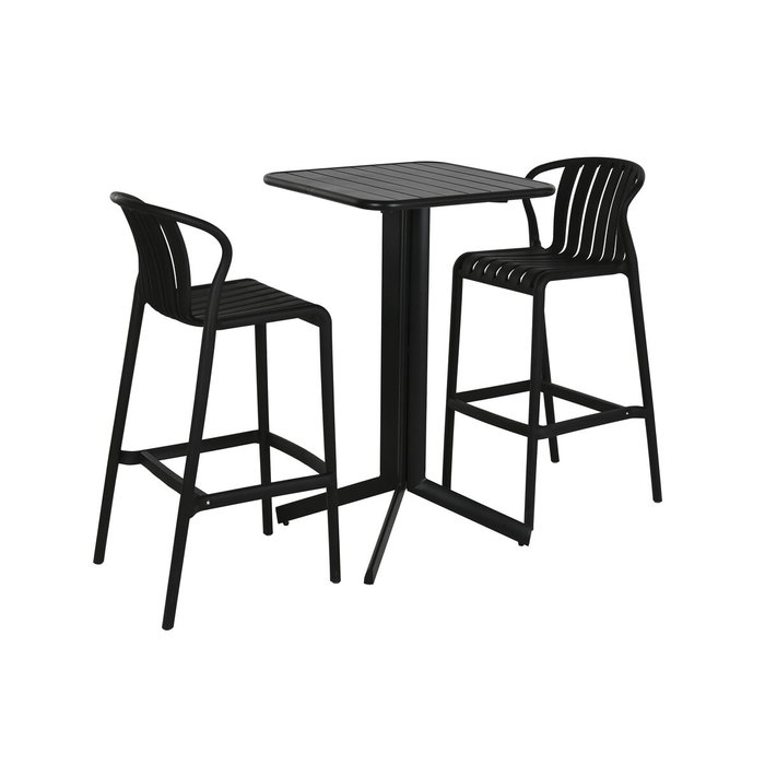 Ensemble Table + 2 Chaises Home ESPRIT Noir Métal polypropylène 60 x 60 x 102 cm