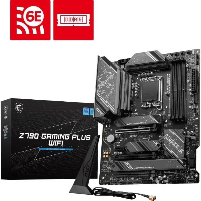 MSI Carte Mère Z790 GAMING PLUS WiFi - Compatible Processeurs Intel Core 12e/13e Gen et Pentium/Celeron - DDR5 - 4x M.2 Gen4 - Intel 2.5G LAN MSI Carte Mère Z790 GAMING PLUS WiFi - Compatible Processeurs Intel Core 12e/13e Gen et Pentium/Celeron - DDR5 - 4x M.2 Gen4 - Intel 2.5G LAN