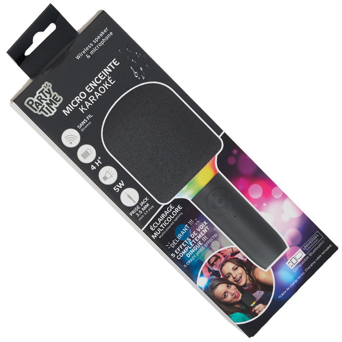 Party Time ALTAVOZ LUMINOSO MICRO KARAOKE sans fil avec effets de lumière Party Time ALTAVOZ LUMINOSO MICRO KARAOKE sans fil avec effets de lumière