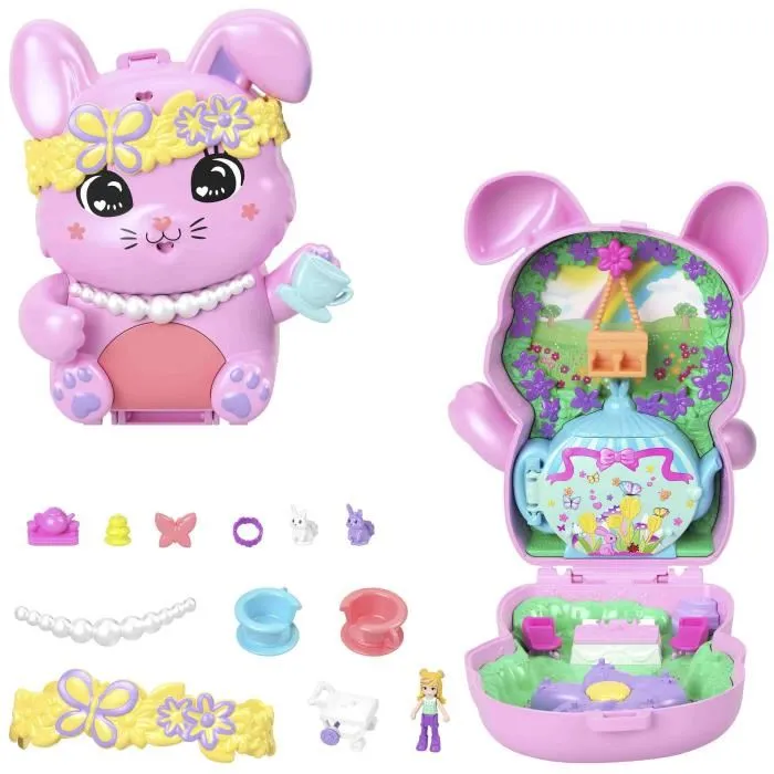 Mattel Polly Pocket Estuche Conejito Fiesta del Té avec 1 poupée et 10 accessoires +4 ans Mattel Polly Pocket Estuche Conejito Fiesta del Té avec 1 poupée et 10 accessoires +4 ans