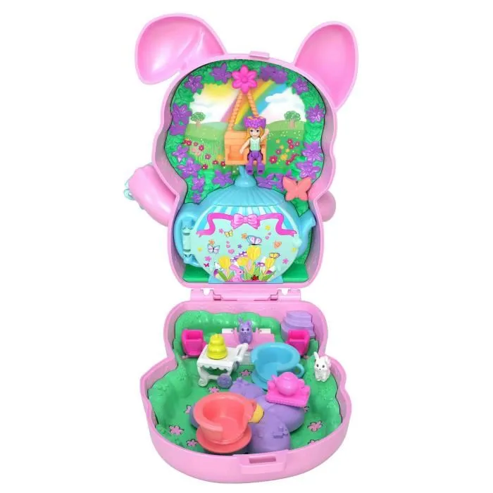 Mattel Polly Pocket Estuche Conejito Fiesta del Té avec 1 poupée et 10 accessoires +4 ans Mattel Polly Pocket Estuche Conejito Fiesta del Té avec 1 poupée et 10 accessoires +4 ans