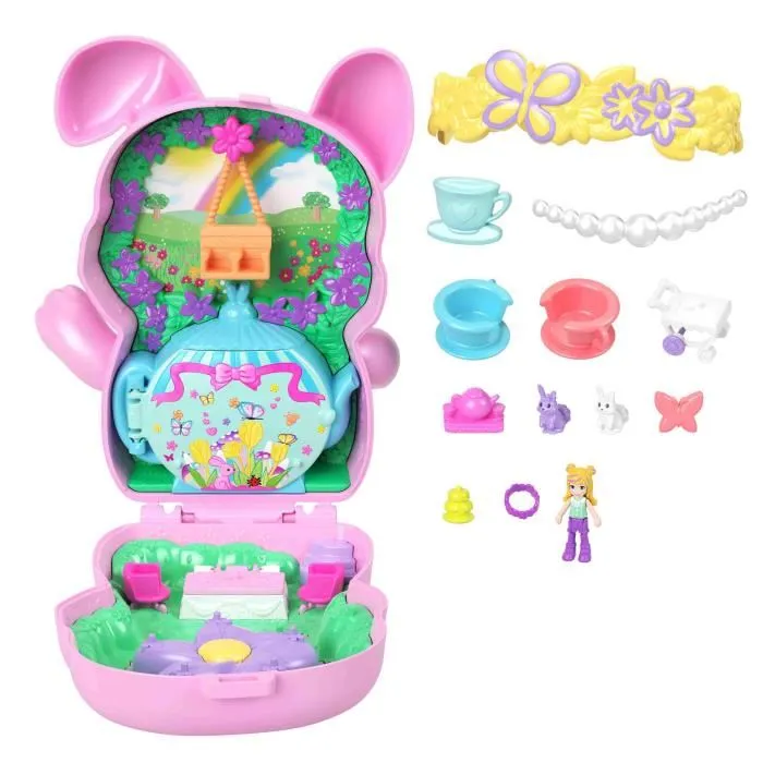 Mattel Polly Pocket Estuche Conejito Fiesta del Té avec 1 poupée et 10 accessoires +4 ans Mattel Polly Pocket Estuche Conejito Fiesta del Té avec 1 poupée et 10 accessoires +4 ans