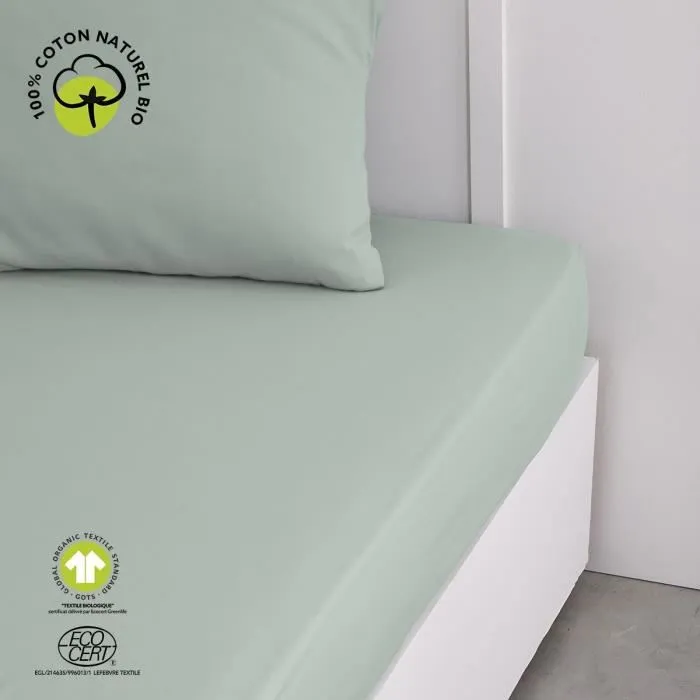 Today Drap housse bio 160x200 cm + bonnet 30 cm - Coton bio certifié GOTS oeko-tex - 57 fils/cm² - Linge de lit durable pour lit 2 personnes Today Drap housse bio 160x200 cm + bonnet 30 cm - Coton bio certifié GOTS oeko-tex - 57 fils/cm² - Linge de lit durable pour lit 2 personnes