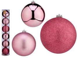 Krist+ Lot de 6 Boules de Noël Rose Foncé 15 cm (Set de 4)