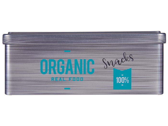 KINVARA Bote Hojalata Rectangular Organic Snacks Gris