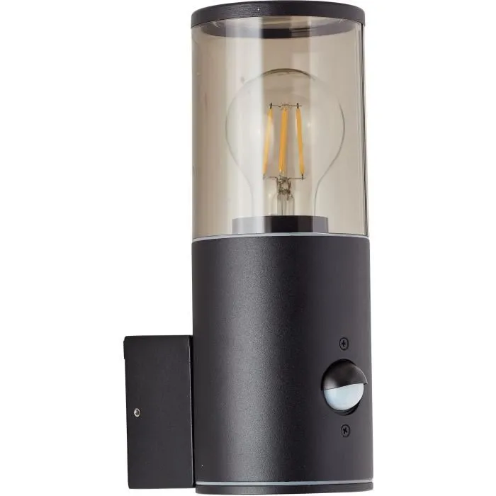 SERGIORO Applique extérieure avec détecteur de mouvement, noir dépoli, aluminium/plastique, douille E27 20W, IP44, 20.2 x 12.5 x 9 cm