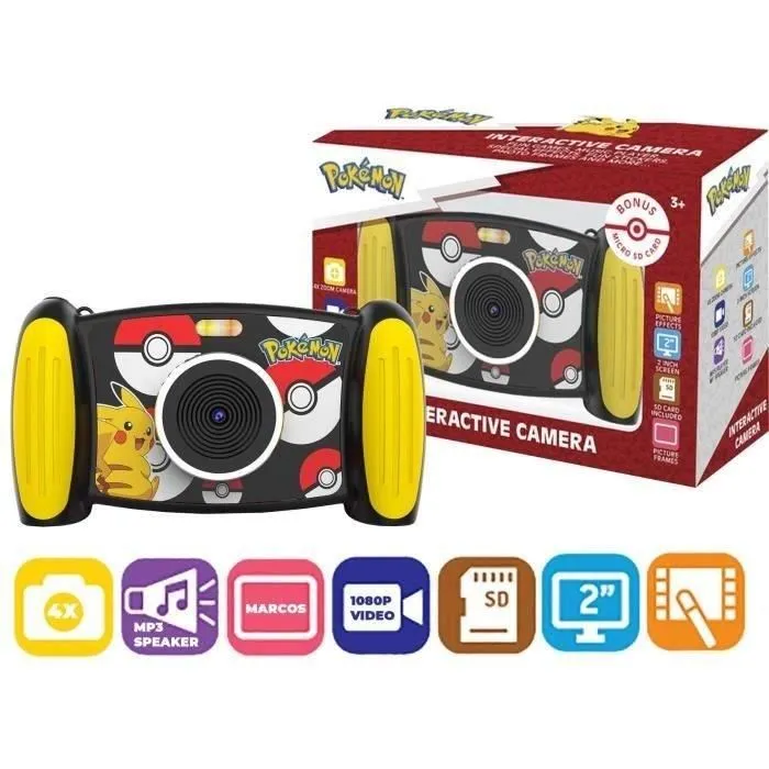 Kids Licensing Caméra Interactive Pokémon POKC3000 - Caméra Enfant pour Photos et Vidéos avec Fonctions de Modification