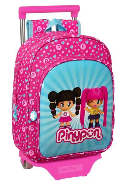 Safta Pinypon Moch 185+carro 705, Valise à roulettes jouet 26x34x11 cm, Rosa et Azul, Âge 3 ans