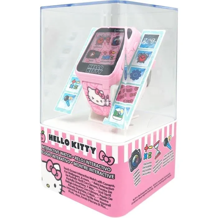Kids Licensing Montre interactive Hello Kitty & Friends HK50129 - Montre enfant multifonctions avec jeux, appareil photo, podomètre et charge USB