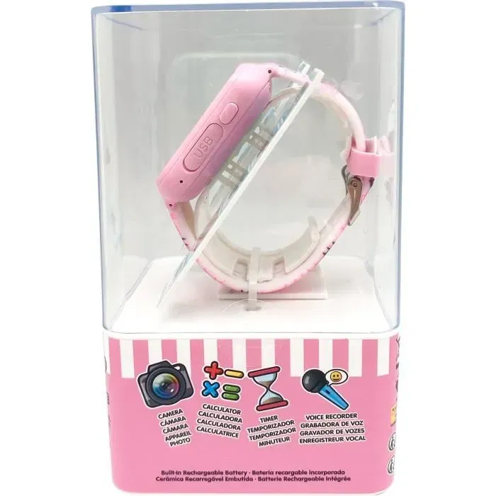 Kids Licensing Montre interactive Hello Kitty & Friends HK50129 - Montre enfant multifonctions avec jeux, appareil photo, podomètre et charge USB
