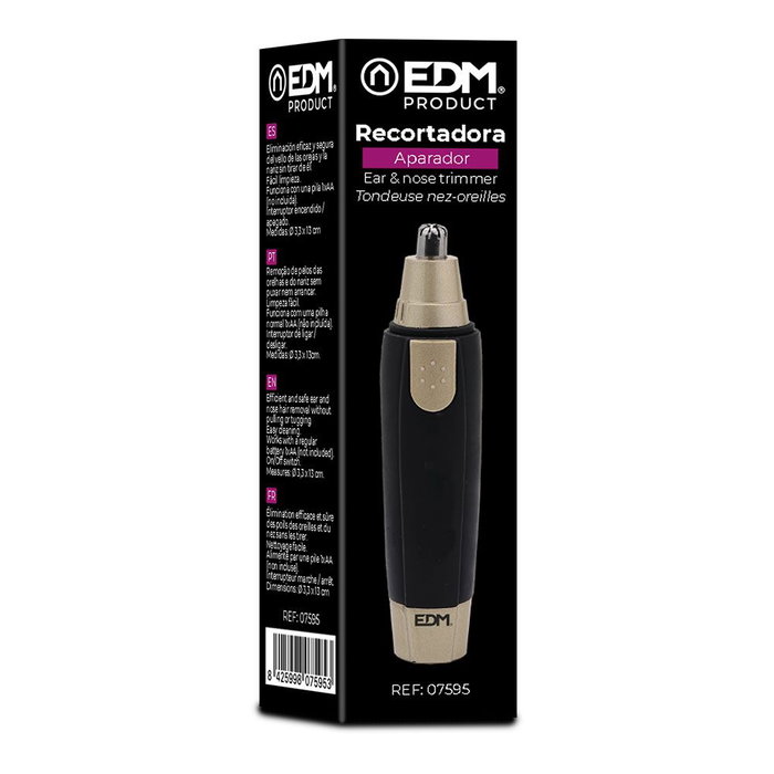 Edm Coupe-poils facial à piles Noir/gris