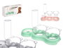 Mascow Mangeoire Double avec Abreuvoir 38x23x16 cm Plastique Gris/Rosa/Verte 500 ml (Set de 12)